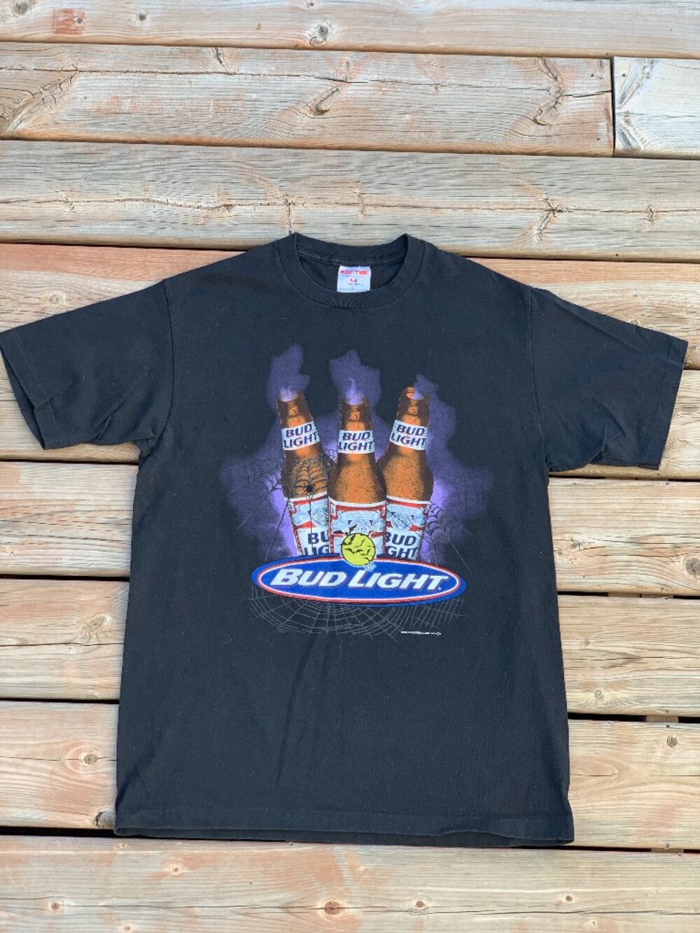 Vintage Bud Light T-Shirt Mens Large Black 1999 Halloween Bats Beer Retro Tee